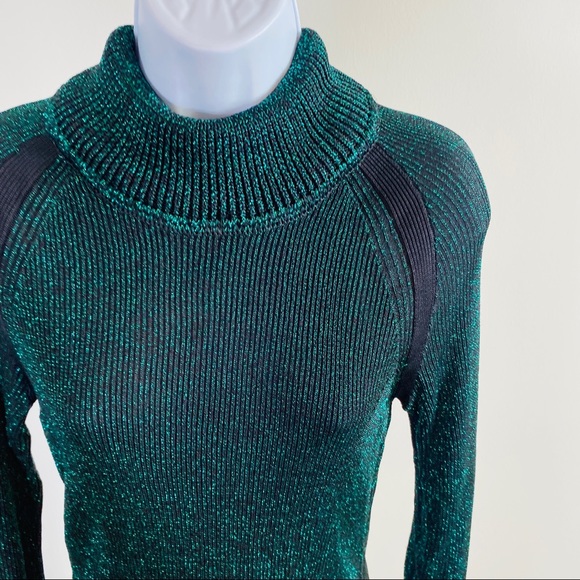 H&M Studio A/W 2015 Exclusive Collection Green Metallic Ribbed Sweater Size - Picture 6 of 14